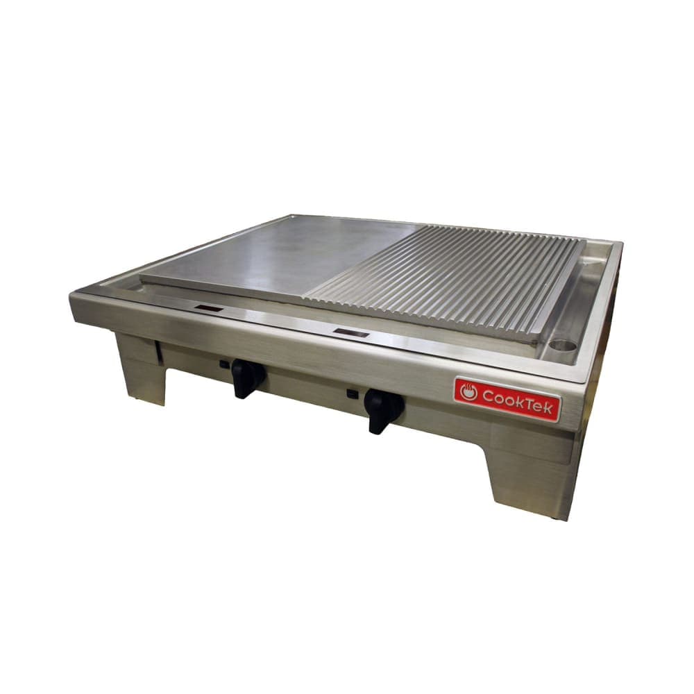 CookTek 680401 36" Electric Induction Plancha w/ Manual Controls - Half Grooved Steel Plate, 208-240v/3ph