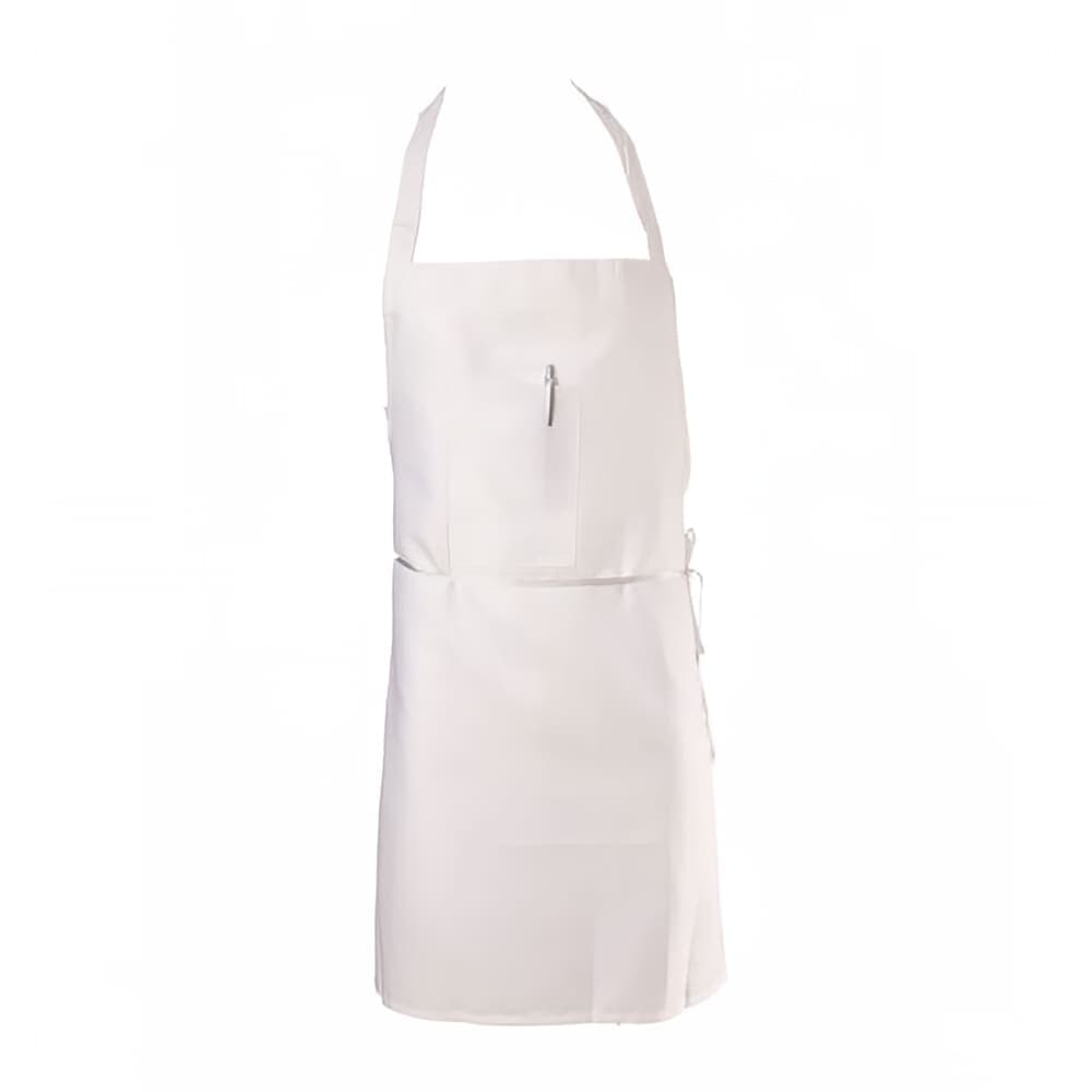 Chef Revival Bib Apron, Poly/Cotton, Extra Wide, Pocket, 38&quot; x 30&quot;, White (600BAW-XL)