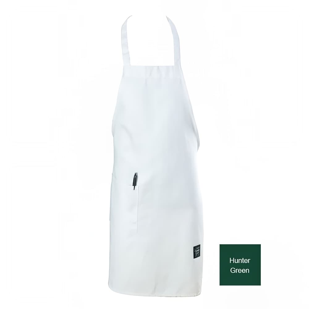 Chef Revival Full Length Bib Apron, Poly/Cotton, 28" x 34", Hunter Green (601BAC-HG)