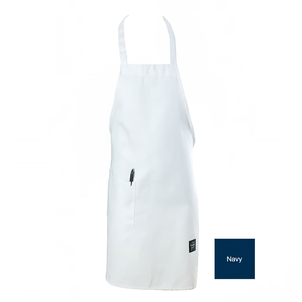 Chef Revival Full Length Bib Apron, Poly/Cotton, 28" x 34", Navy Blue (601BAC-NV)