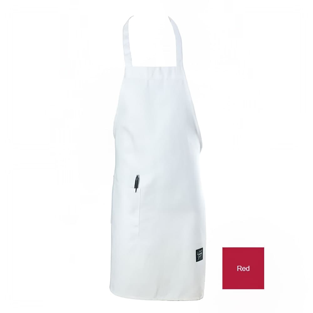 Chef Revival Full Length Bib Apron, Poly/Cotton, 28" x 34", Red (601BAC-RD)