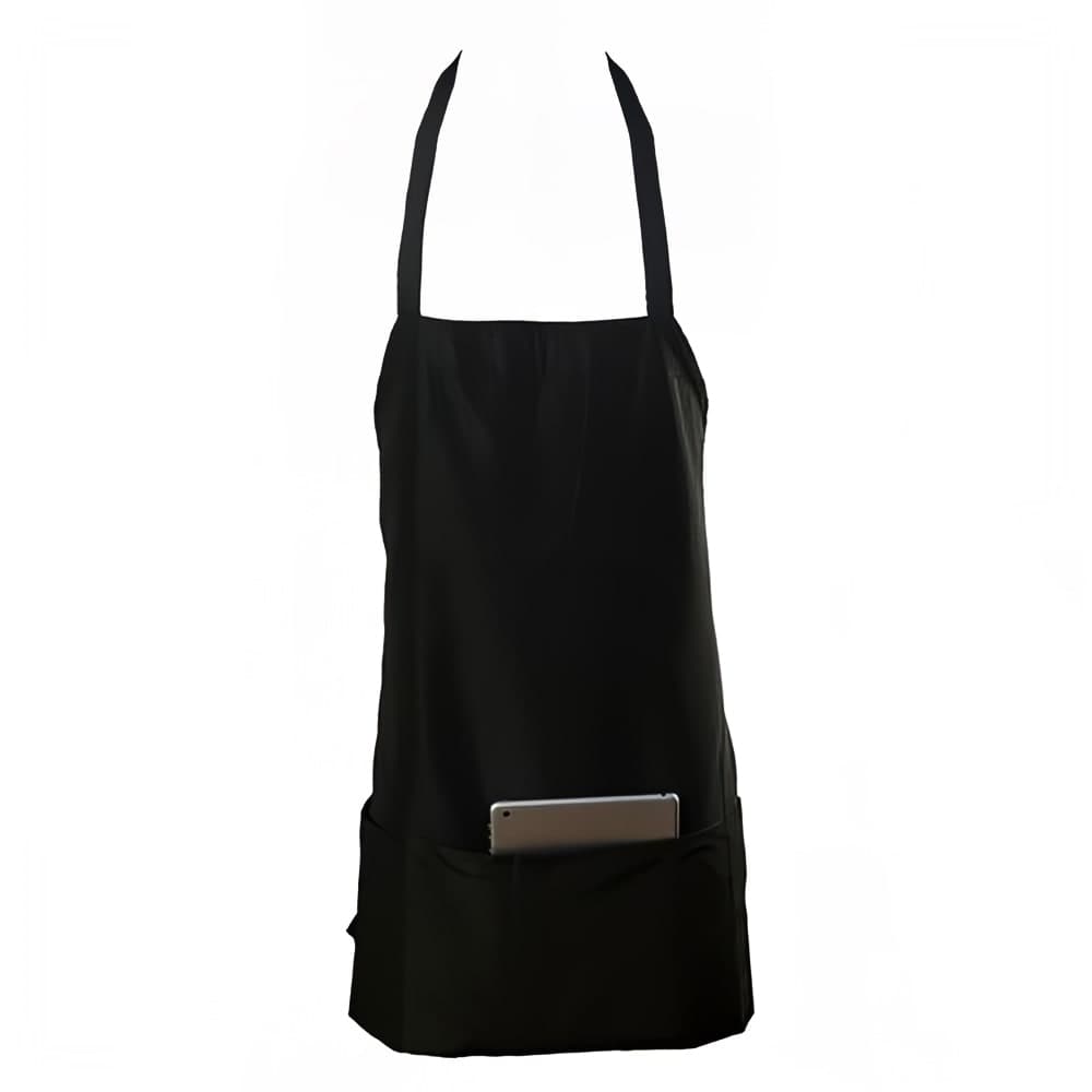 Chef Revival Bib Apron, Twill Blend, 25&quot; x 28&quot;, 3 Pocket, Black (602BAFH-BK)