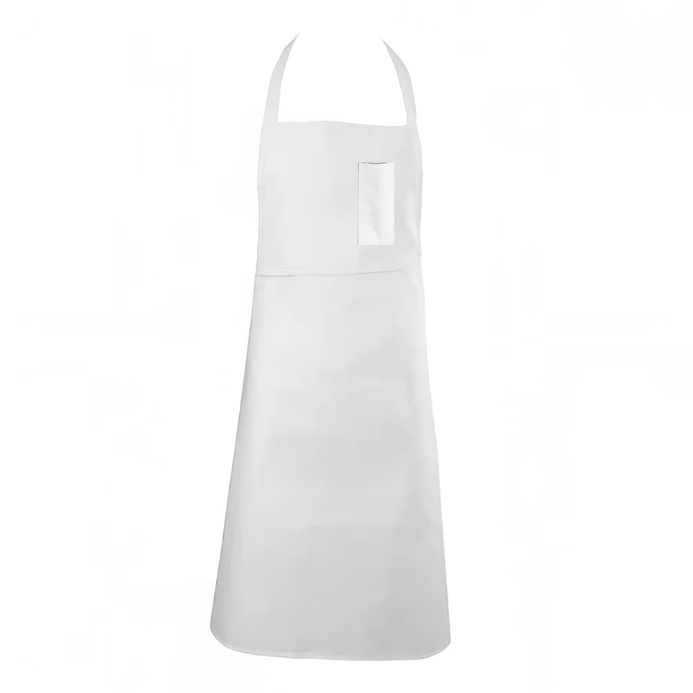 Chef Revival Cotton Economy Bib Apron, 36&quot; x 40&quot;, Pocket, White (610BAC)