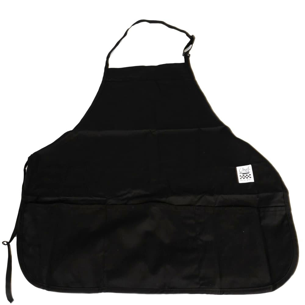 Chef Revival Bib Apron, 28" x 27", 3 Pocket, Adjustable Neckband, Black (612BAFH-BK)