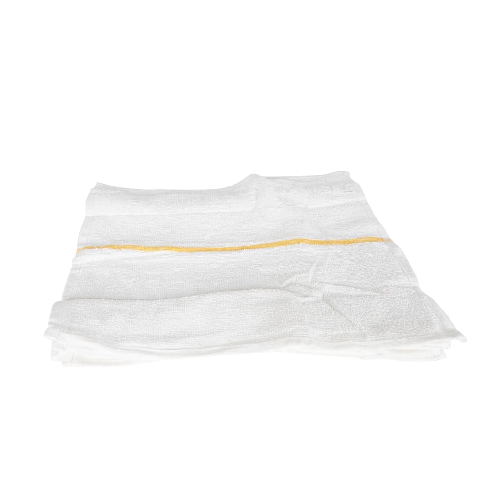 Chef Revival White Cotton Bar Towel w/ Gold Stripe, 16" x 19" (700BRT-GLS)
