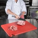 San Jamar CB182412RD Cut-N-Carry Cutting Board, 18 x 24 x 1/2 in, NSF, Red thumbnail 5