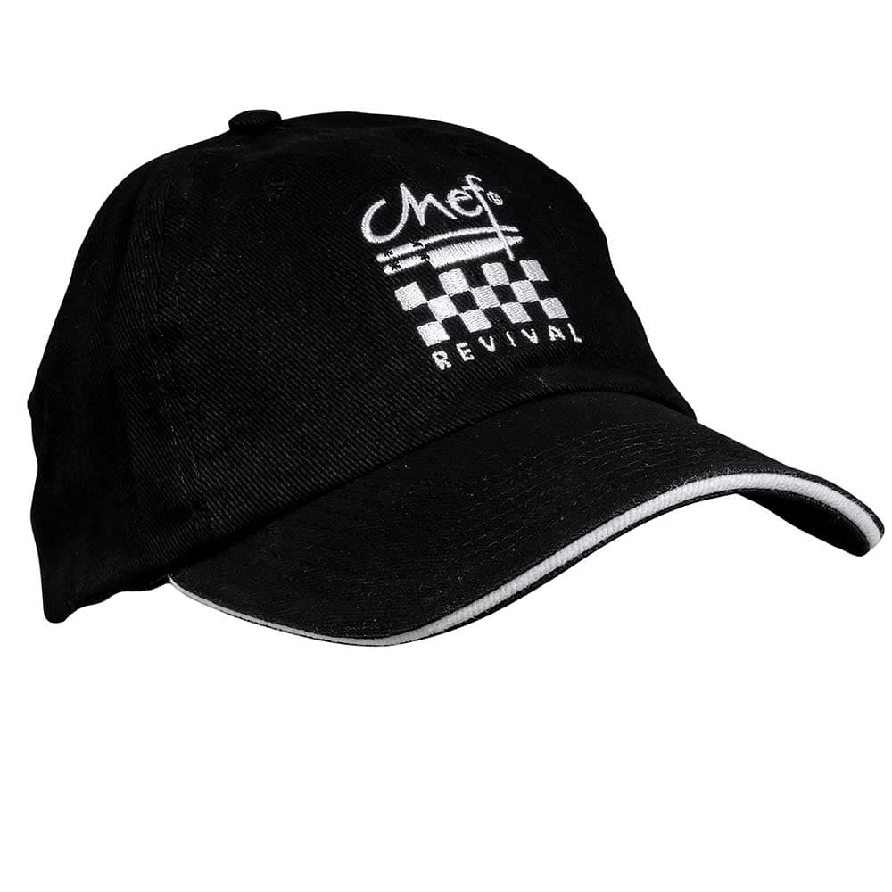 Chef Revival Chef Cotton Baseball Cap, Adjustable Strap, Black (H064BK)