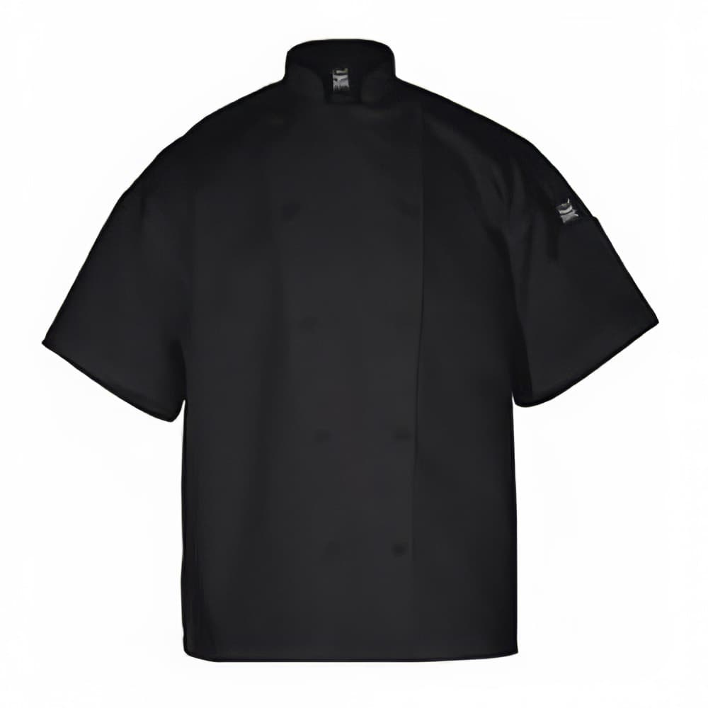 Chef Revival Poly Cotton Blend Chef Jacket, Short Sleeve, X-Large, Black (J005BK-XL)