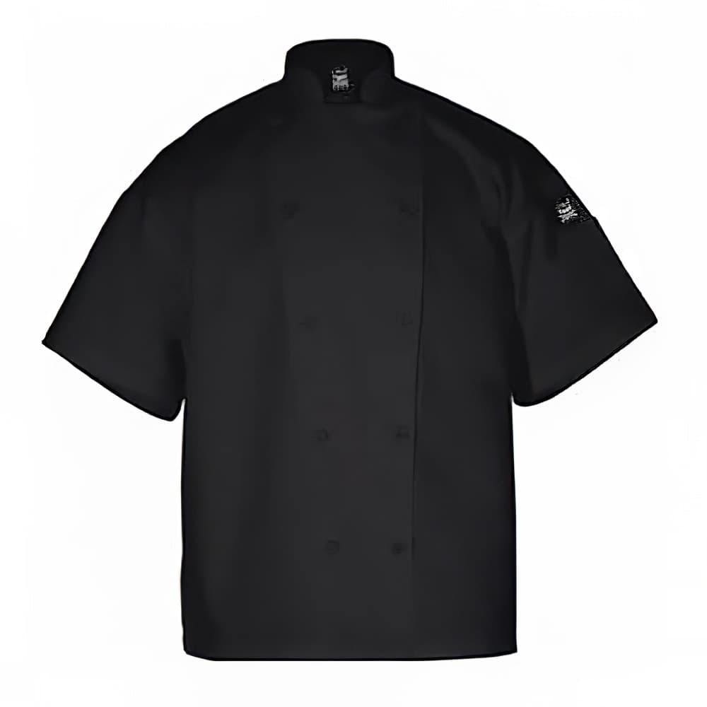Chef Revival Poly Cotton Blend Chef Jacket, Short Sleeve, X-Small, Black (J005BK-XS)