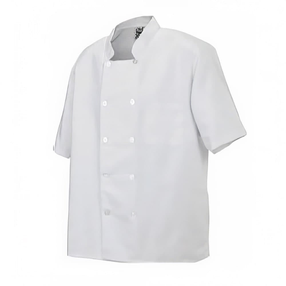Chef Revival Twill Chef Coat, Double Breasted, Short Sleeve, White, X-Large (J105-XL)