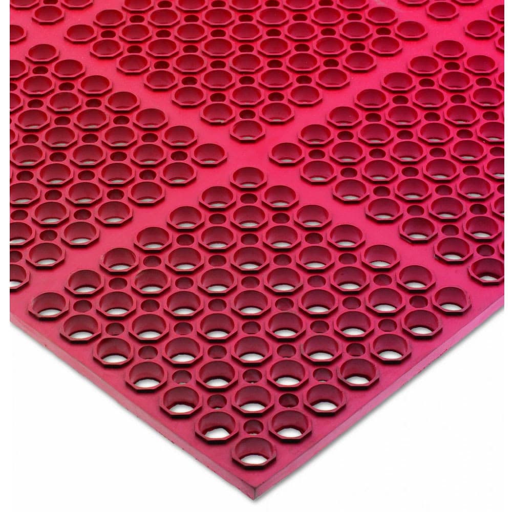 San Jamar KM2200B Rubber Kitchen Mat, Anti-Slip, Grease Proof, 3' x 5', Bagged, Red