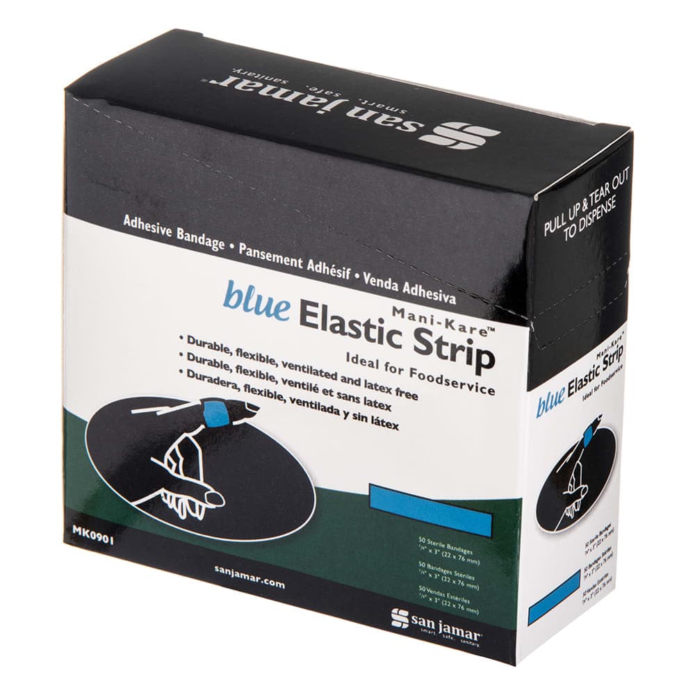 San Jamar MK0901 Mani-Kare Kolor-Cut Fabric Bandage, 7/8" X 3" Strips