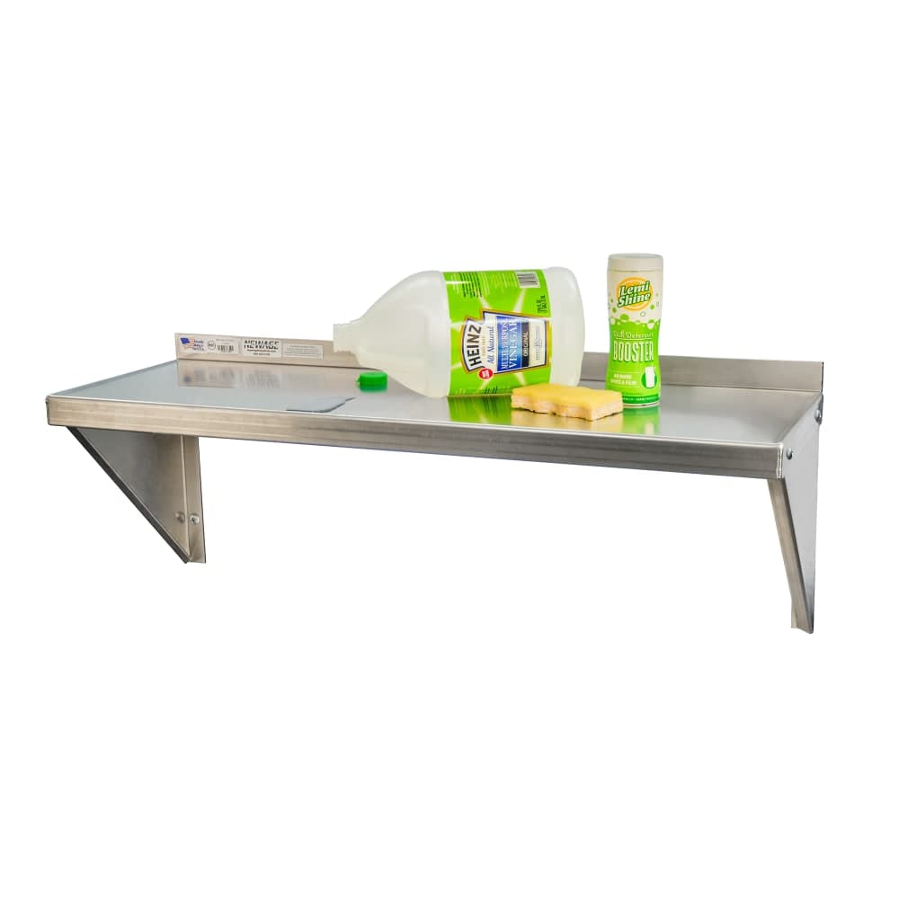 New Age Solid Wall Mounted Shelf, 36"W x 12"D, Aluminum (1125A)