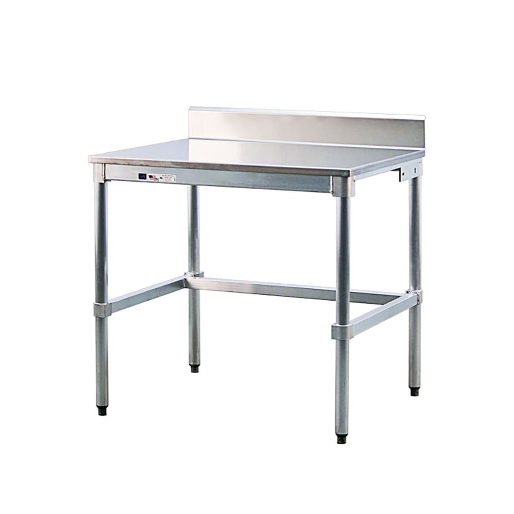 New Age 48" 16 ga Work Table w/ 304 Series Stainless Top, 6" Backsplash (30SSB48KD)