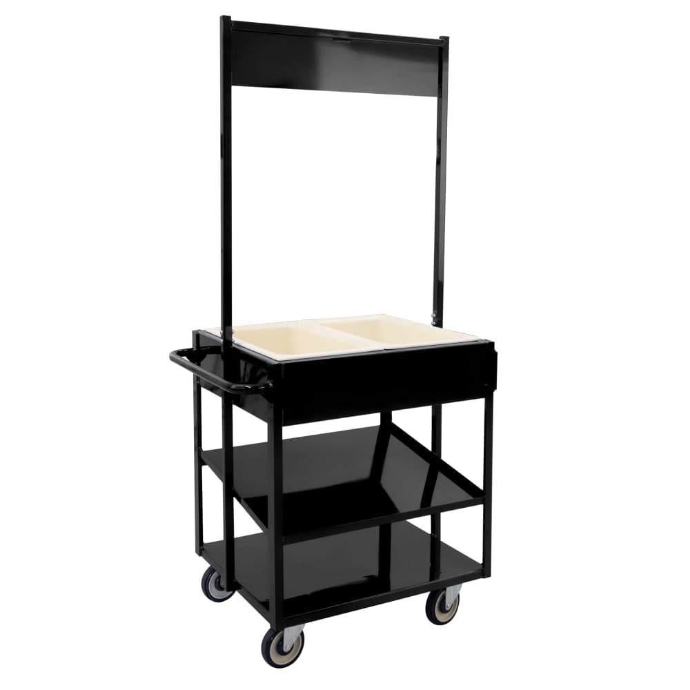 New Age 3 Level Share Cart w/ (2) Coldmaster® Food Pans - Aluminum, Black (52861)