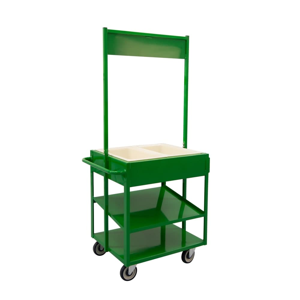 New Age 3 Level Share Cart w/ (2) Coldmaster® Food Pans - Aluminum, Green (52861)