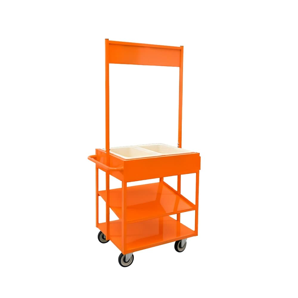New Age 3 Level Share Cart w/ (2) Coldmaster® Food Pans - Aluminum, Orange (52861)