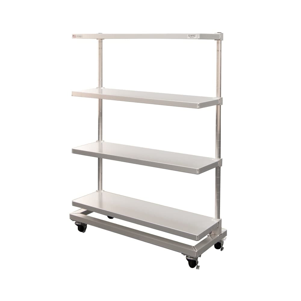 New Age Mobile To Go Shelving Unit - 42"W x 16"D x 60"H, Aluminum (53317)