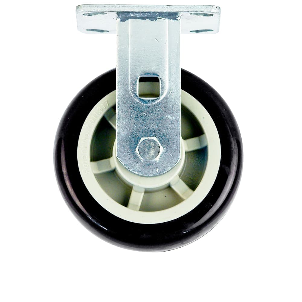New Age Rigid Plate Caster w/ 6" Diameter & 700 lb Capacity, Polyurethane Wheel Tread (C518)