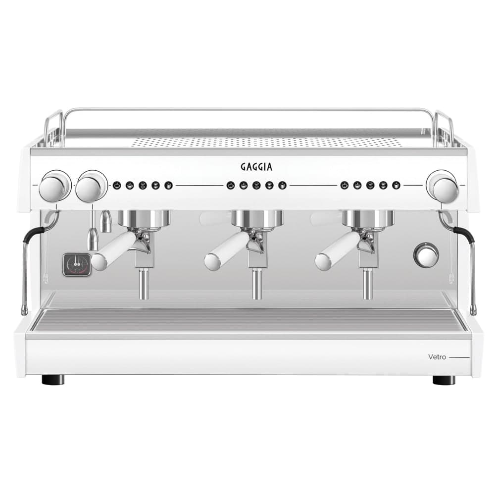 Gaggia Semi Automatic Espresso Machine w/ (3) Groups, (2) Steam Valves, & (1) Hot Water Valve - 220v/1ph (VETRO3GTC)