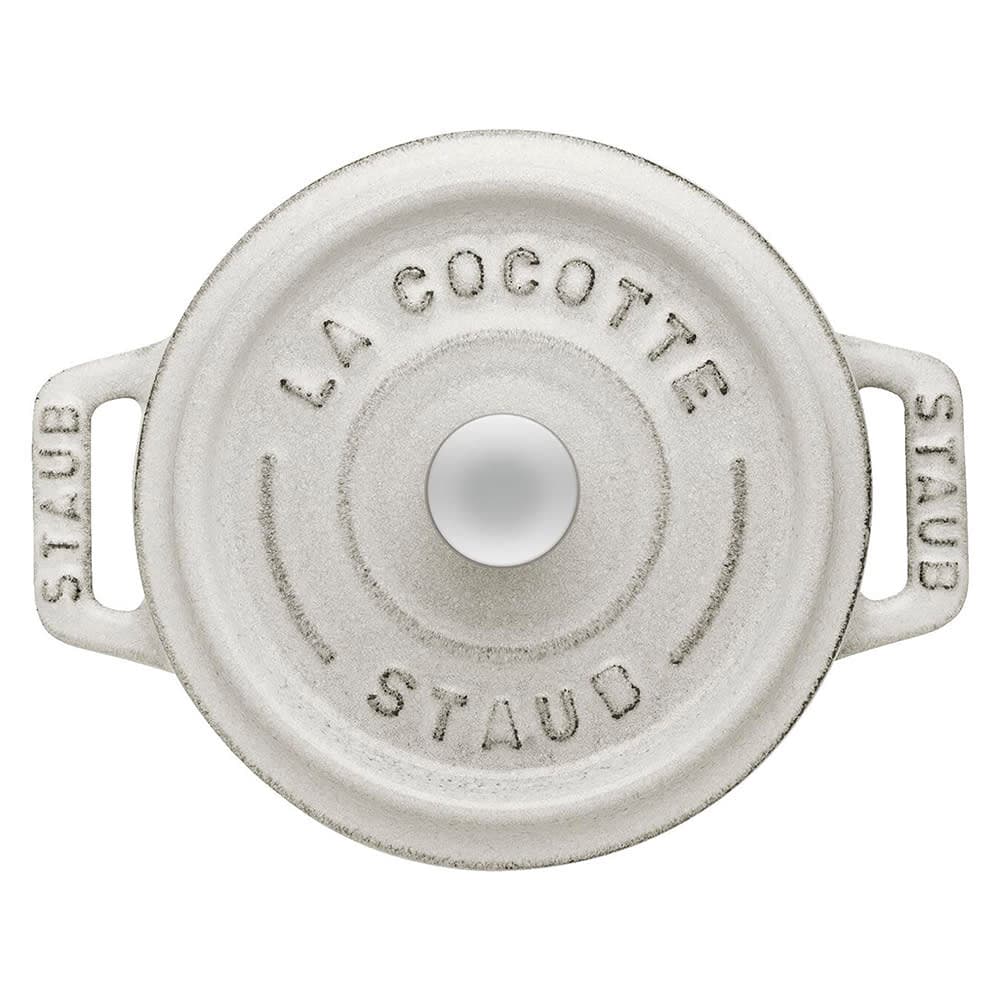 Staub Mini Round La Cocotte w/ 1/4 qt Capacity & Enamel Coated Cast Iron, White Truffle (1003431)