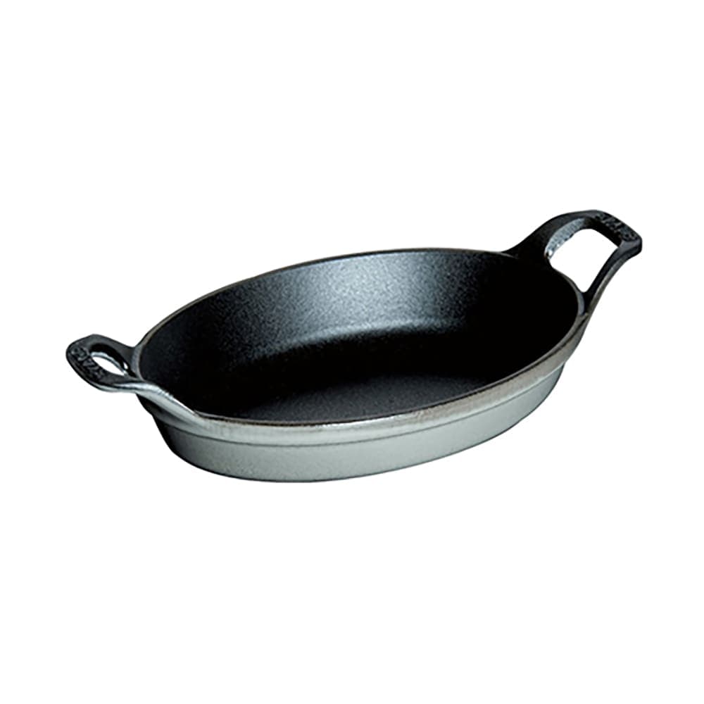 Staub Mini Oval Dish w/ 8-oz Capacity & Enamel Coated Cast Iron, Graphite Grey (1004098)