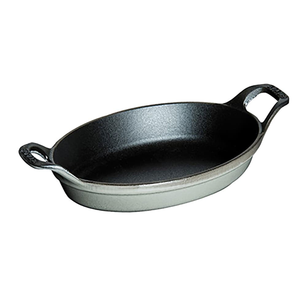 Staub Oval Stackable Dish w/ .75-qt Capacity & Enamel Coated Cast Iron, Graphite Grey (1004114)