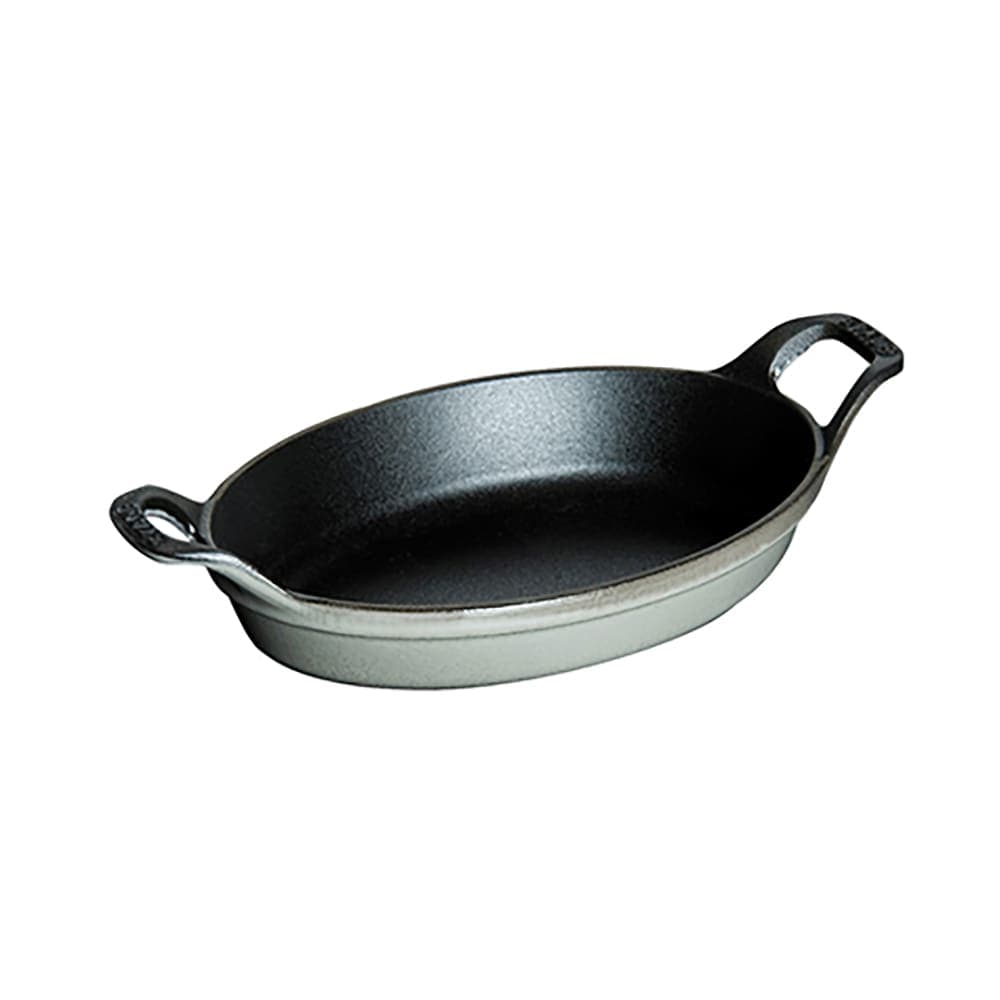 Staub Stackable Oval Dish w/ 1-qt Capacity & Enamel Coated Cast Iron, Graphite Grey (1004116)