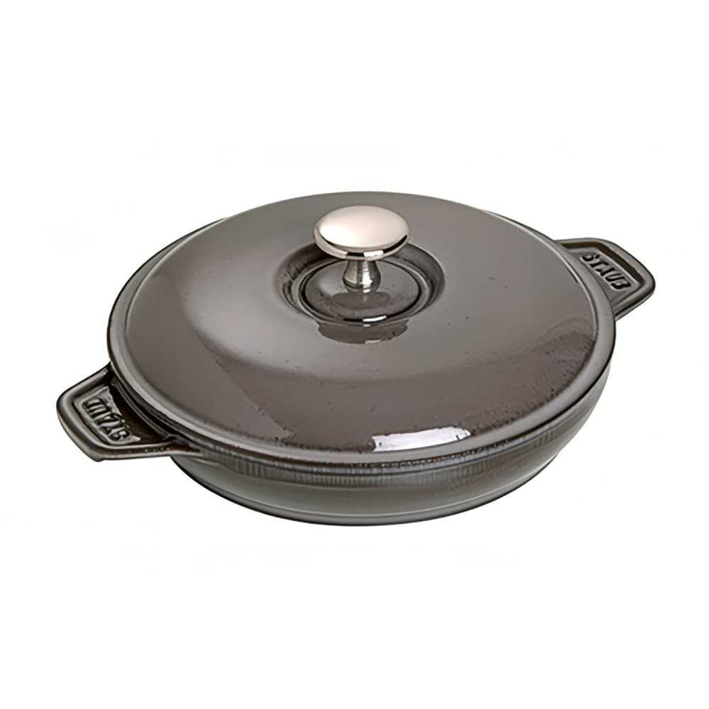 Staub 7.88" Round Hot Plate w/ .75-qt Capacity, Lid, Enameled Cast Iron, Graphite Grey (1004129)