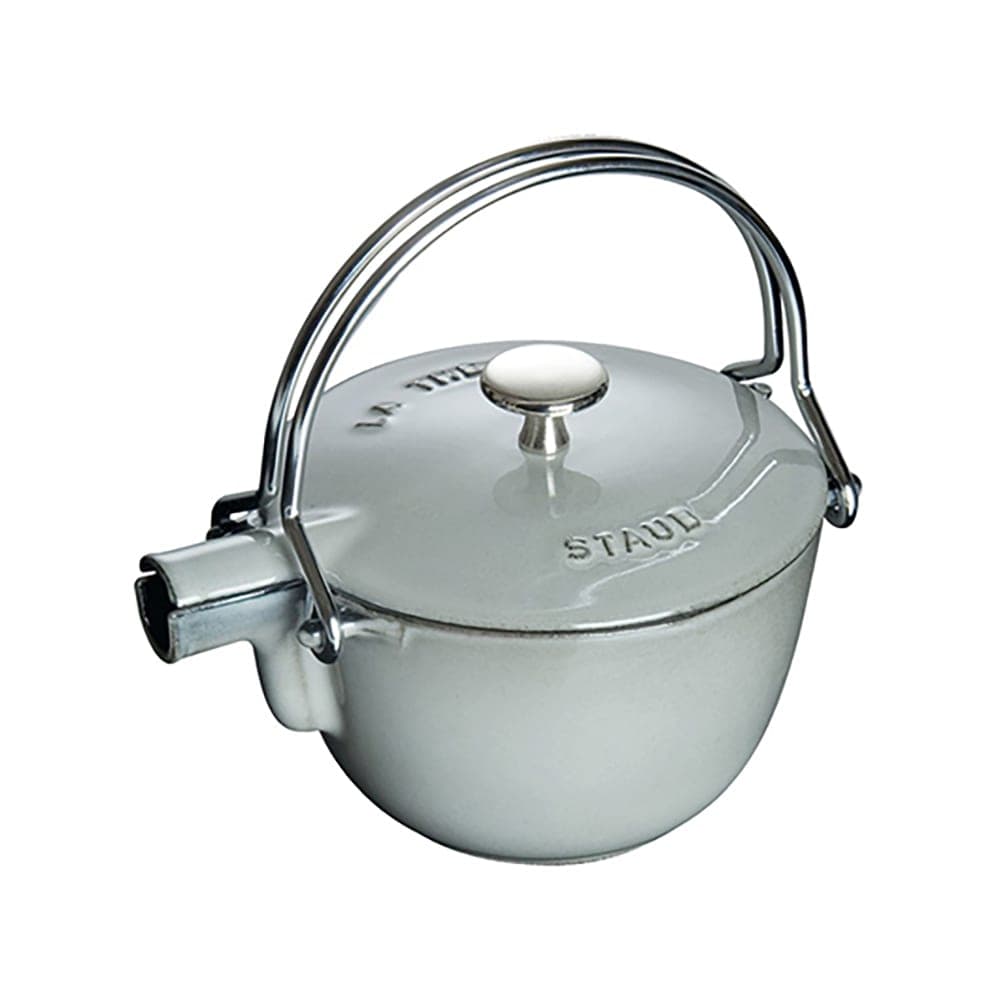 Staub Round Teapot w/ 1-qt Capacity & Enamel Coated Cast Iron, Graphite Grey (1004028)