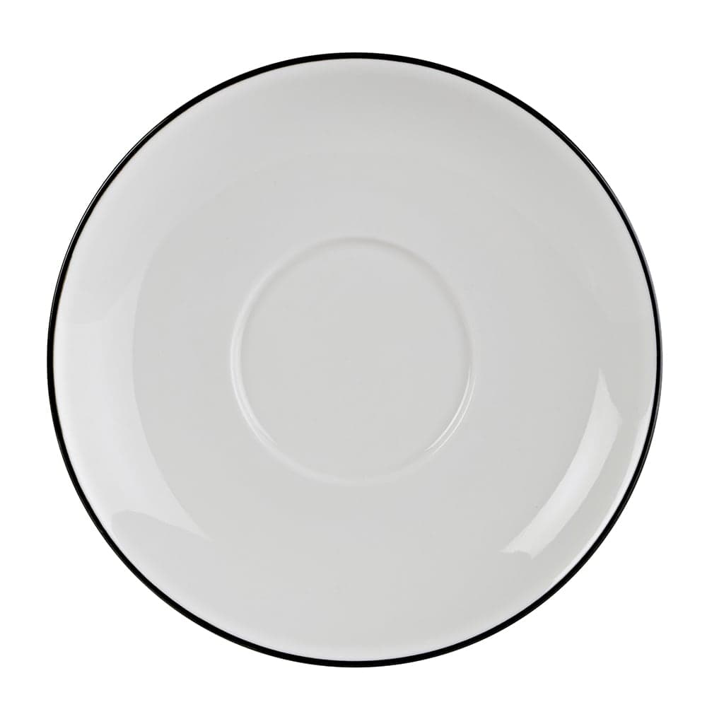 Mikasa Hospitality 4 18/25" Round Bistro Saucer - Porcelain, Black Pinstripe (5305867)