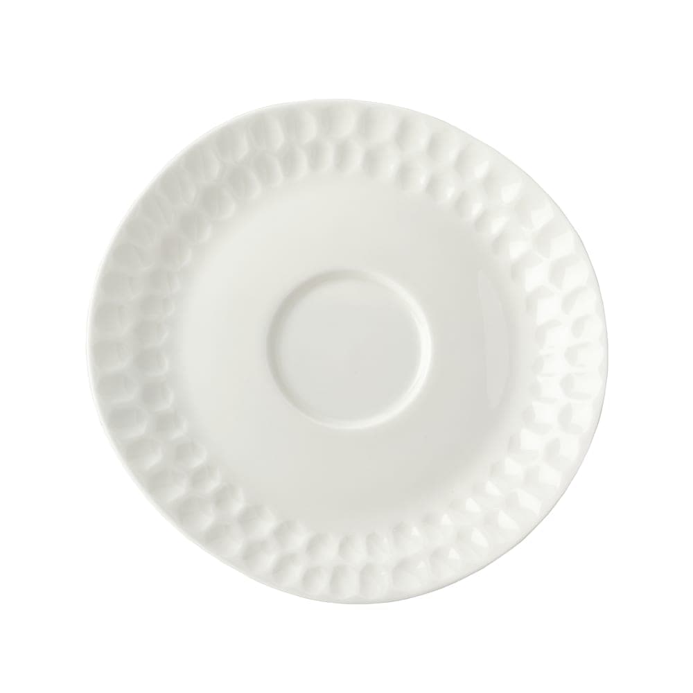 Mikasa Hospitality 5 7/10" x 5 1/2" Irregular Malet Espresso Saucer - Vegan Bone China, White (5316735)