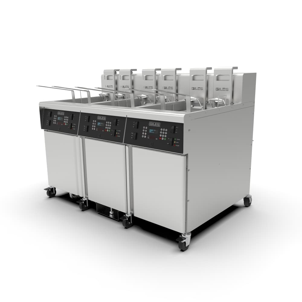 Giles GBF-80/80/80G Gas Fryer - (3) 80 lb Vat, Floor Model, Liquid Propane