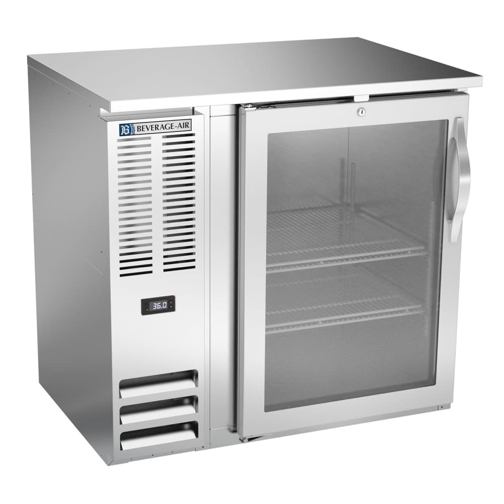 Beverage-Air BBN36HC-FG-S 36" Bar Refrigerator - 1 Swinging Glass Door, Stainless, 115v
