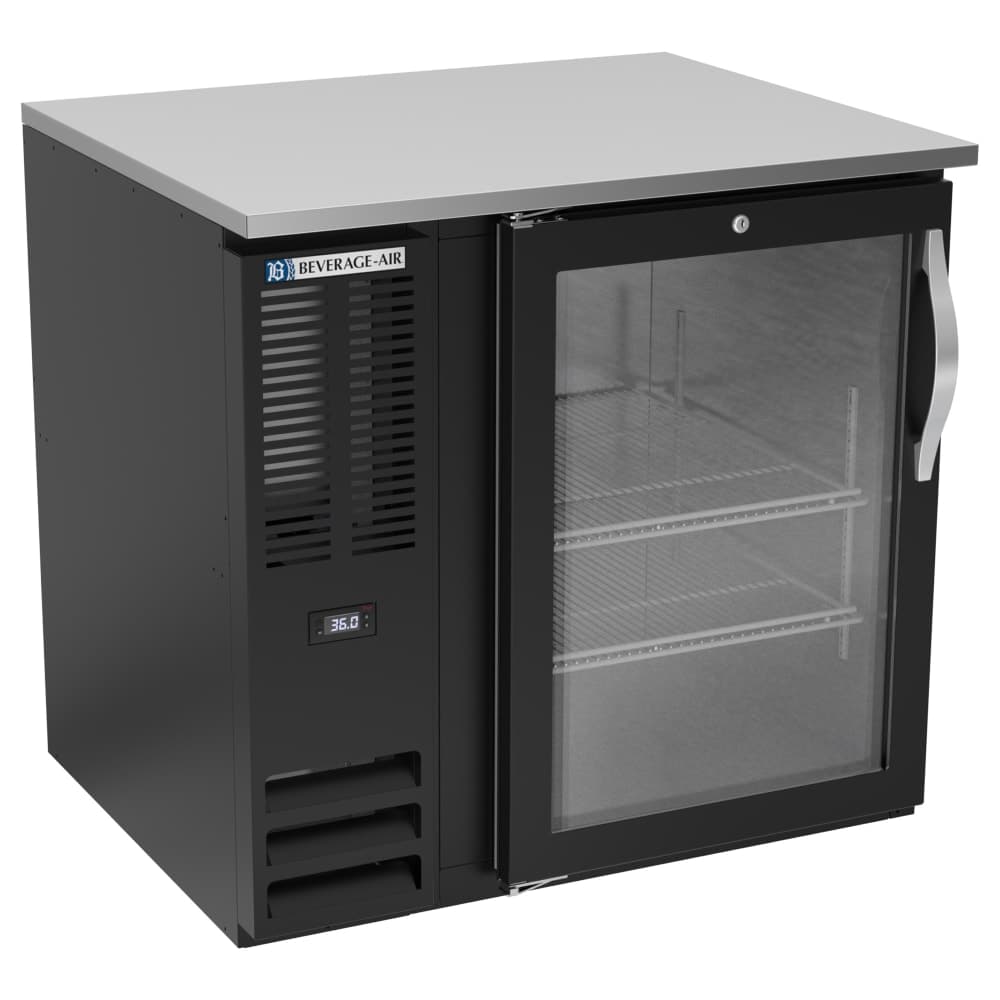Beverage-Air BB36HC-G-B 36" Bar Refrigerator - 1 Swinging Glass Door, Black, 115v