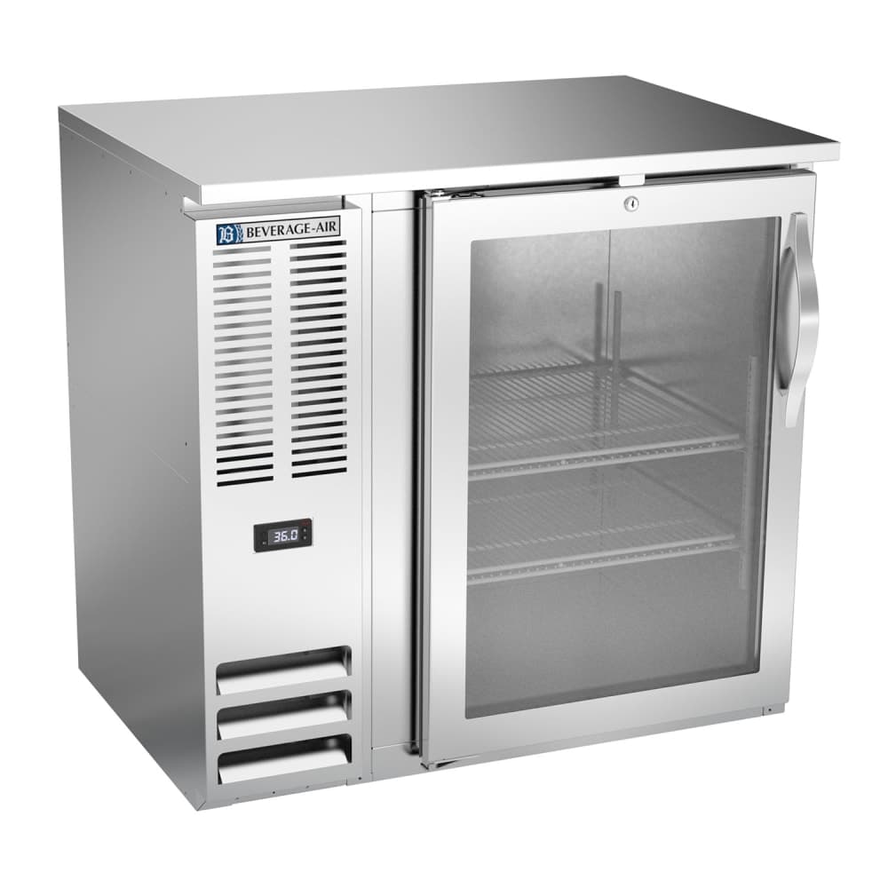 Beverage-Air BBN36HC-G-S 36" Bar Refrigerator - 1 Swinging Glass Door, Stainless, 115v