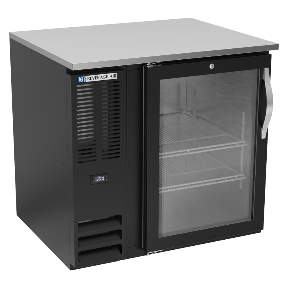 Beverage-Air BB36HC-G-B 36" Bar Refrigerator - 1 Swinging Glass Door, Black, 115v