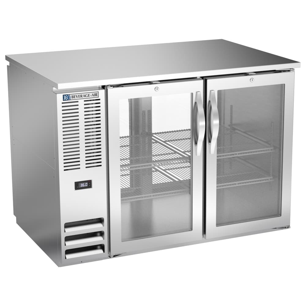 Beverage-Air BB48HC-FG-PT-S 48" Bar Refrigerator - 4 Swinging Glass Doors, Stainless, 115v