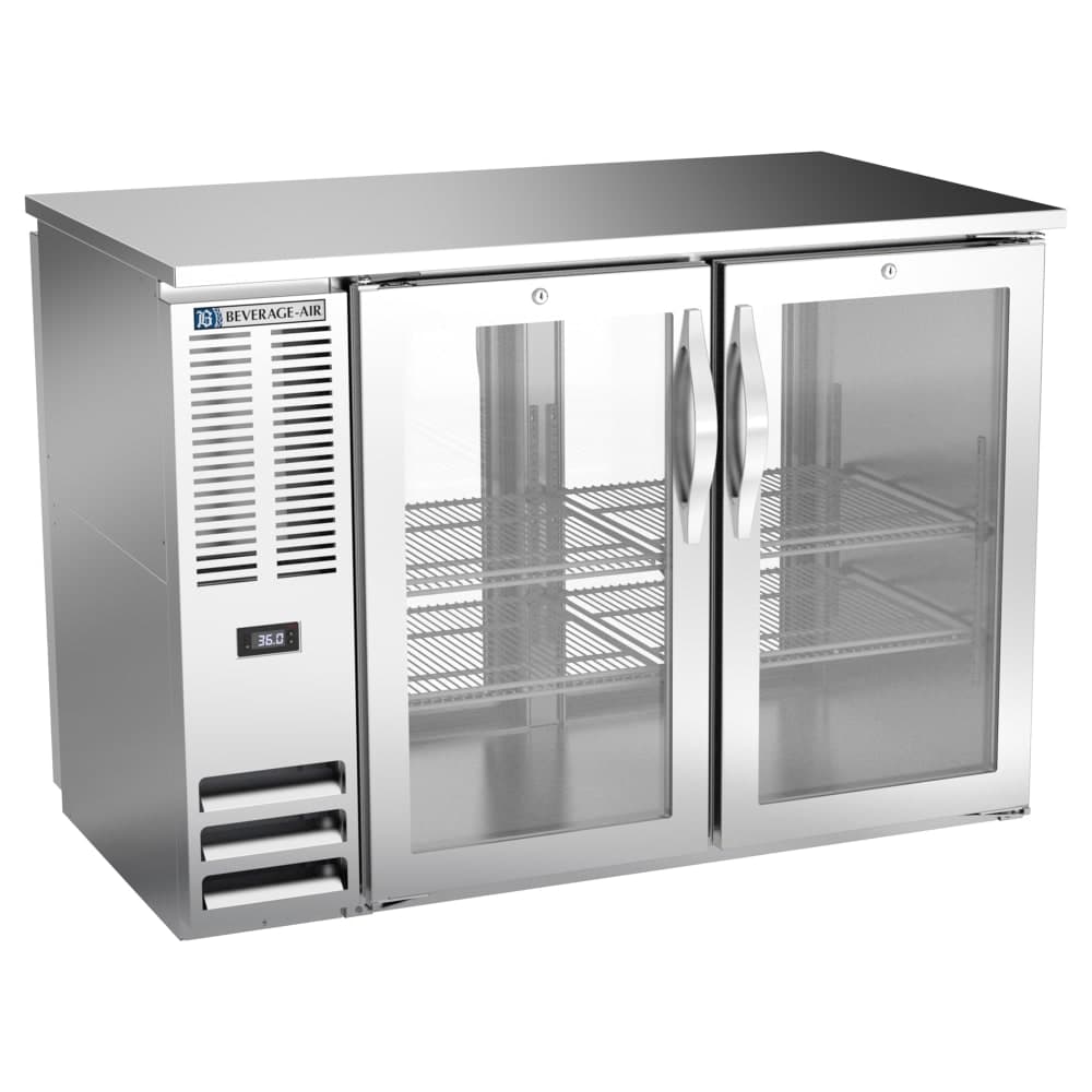 Beverage-Air BBN48HC-FG-PT-S 48" Bar Refrigerator - 4 Swinging Glass Doors, Stainless, 115v