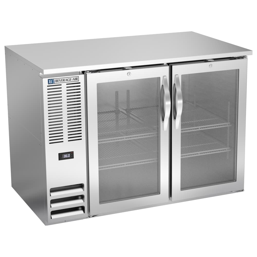 Beverage-Air BB48HC-FG-S 48" Bar Refrigerator - 2 Swinging Glass Doors, Stainless, 115v