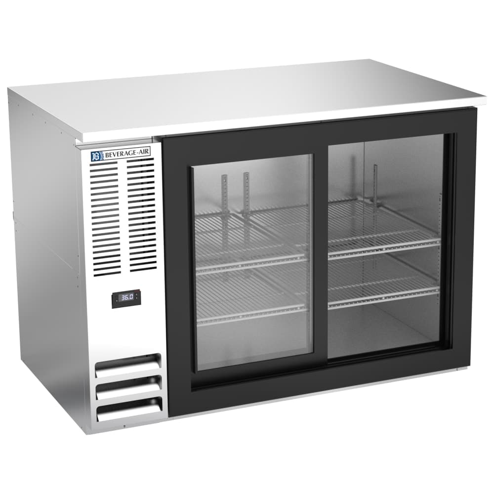 Beverage-Air BB48HC-F-GS-S 48" Bar Refrigerator - 2 Sliding Glass Doors, Stainless, 115v