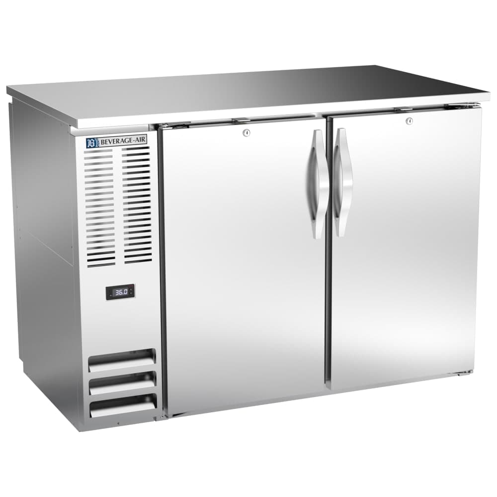 Beverage-Air BBN48HC-F-PT-S 48" Bar Refrigerator - 4 Swinging Solid Doors, Stainless, 115v