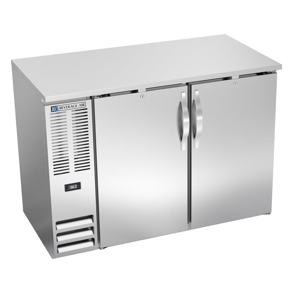 Beverage-Air BBN48HC-F-S 48" Bar Refrigerator - 2 Swinging Solid Doors, Stainless, 115v
