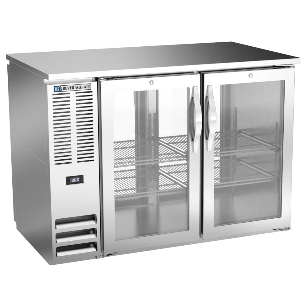 Beverage-Air BBN48HC-G-PT-S 48" Bar Refrigerator - 4 Swinging Glass Doors, Stainless, 115v