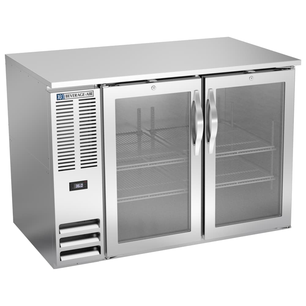 Beverage-Air BB48HC-G-S 48" Bar Refrigerator - 2 Swinging Glass Doors, Stainless, 115v