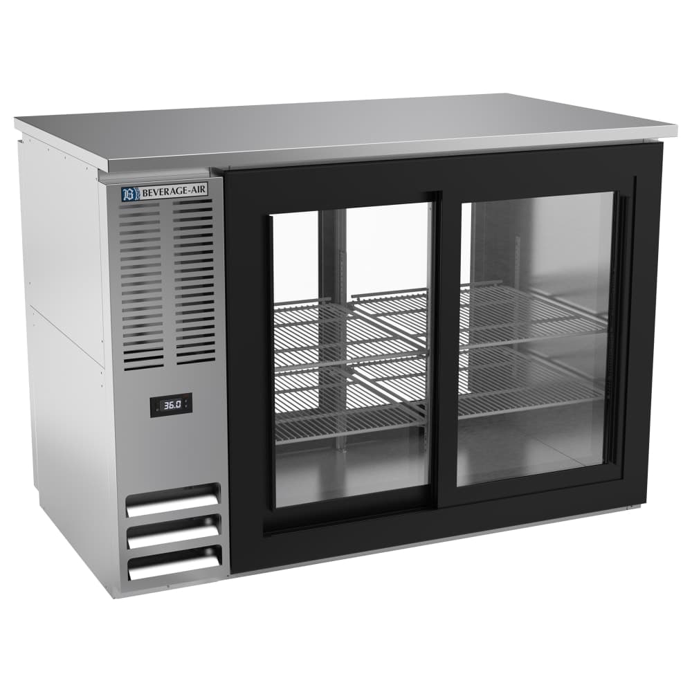 Beverage-Air BBN48HC-F-GS-PT-S 48" Bar Refrigerator - 4 Sliding Glass Doors, Stainless, 115v