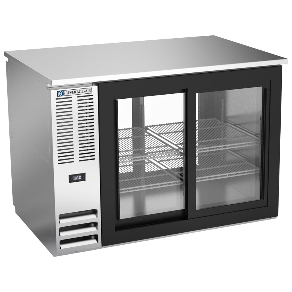 Beverage-Air BB48HC-GS-PT-S 48" Bar Refrigerator - 4 Sliding Glass Doors, Stainless, 115v