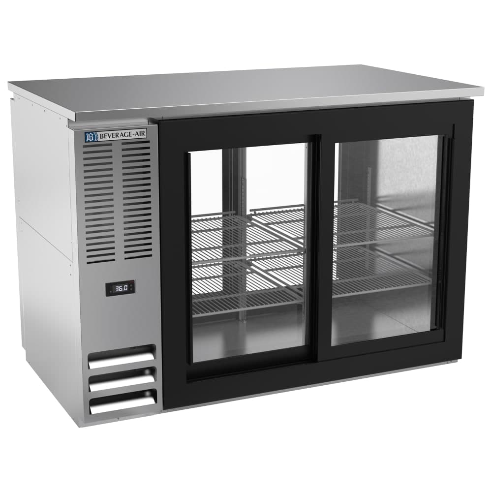 Beverage-Air BBN48HC-GS-PT-S 48" Bar Refrigerator - 4 Sliding Glass Doors, Stainless, 115v