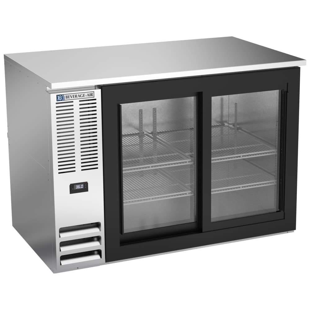 Beverage-Air BB48HC-GS-S 48" Bar Refrigerator - 2 Sliding Glass Doors, Stainless, 115v