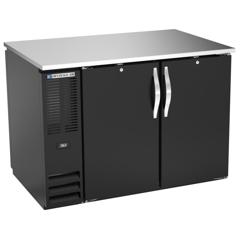 Beverage-Air BB48HC-PT-B 48" Bar Refrigerator - 4 Swinging Solid Doors, Black, 115v